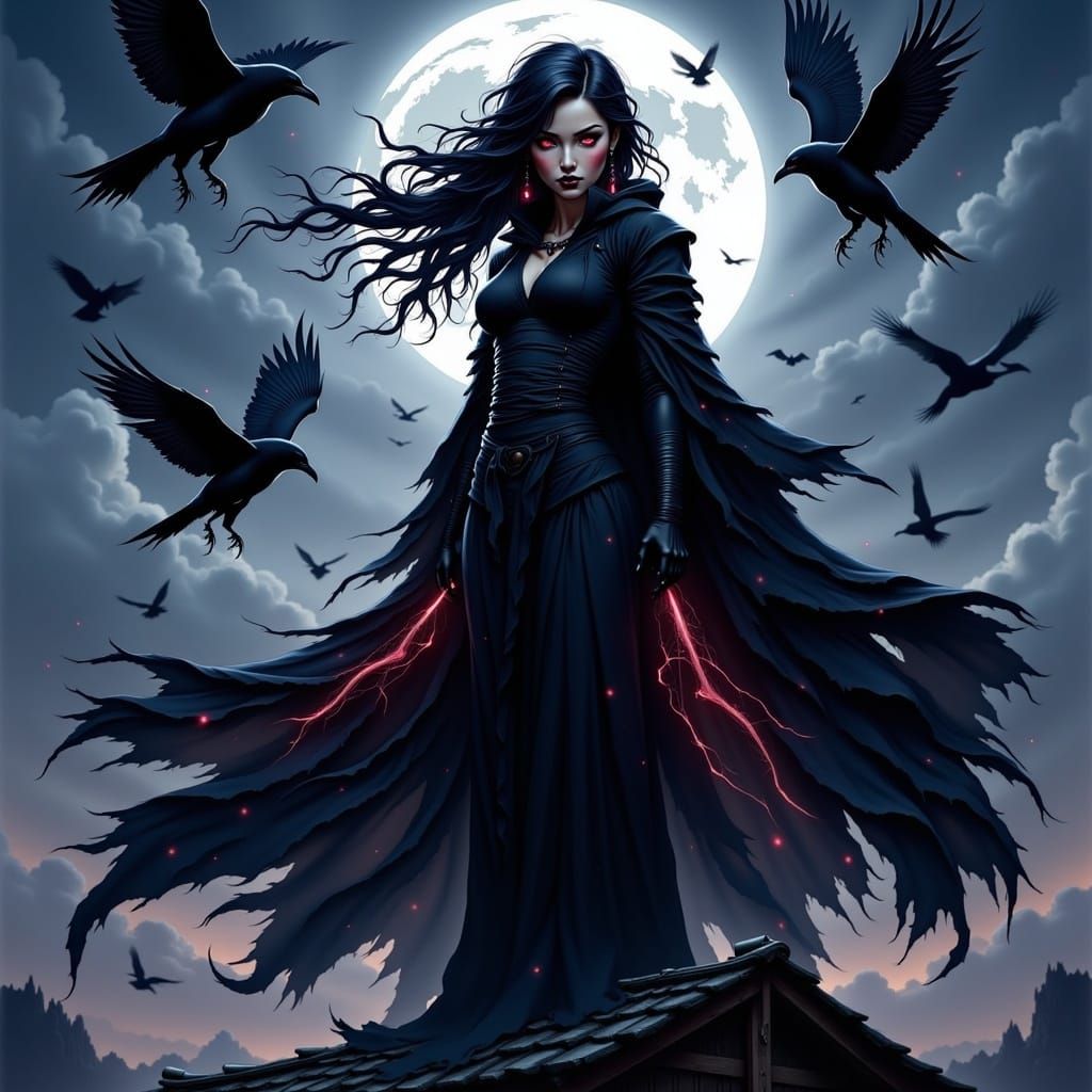 Shadow Ninja with Ravens in 4K Anime Style