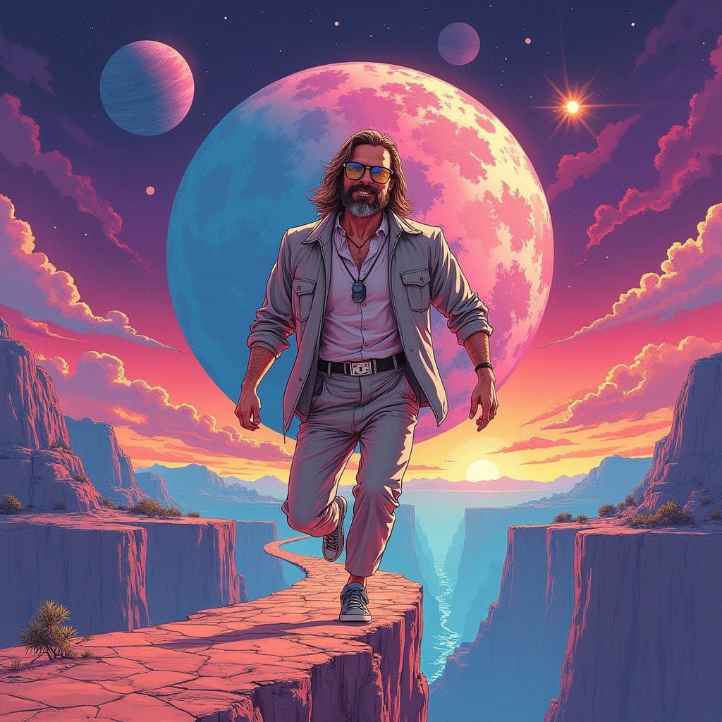 The Dude's Cosmic Odyssey: A Psychedelic Journey to the Moon