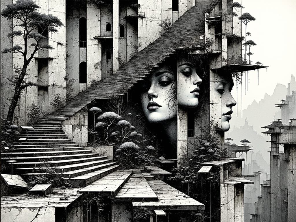 Escher-Inspired Uncle Sam in Surrealist Chaos