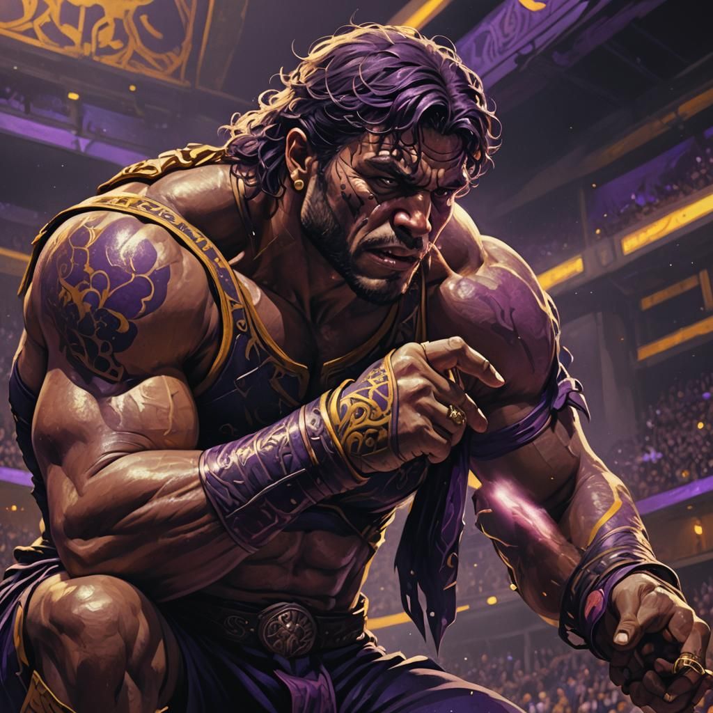 Dark Fantasy Wrestler in Eerie Arena