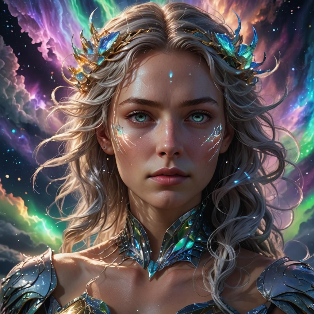 Crystalline Energy Being Portrait in Hyper-Realistic Style