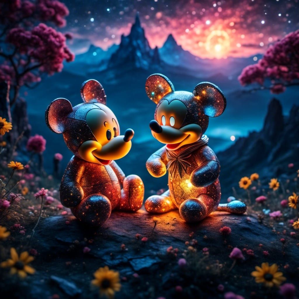 mickey mouse and pooh bear