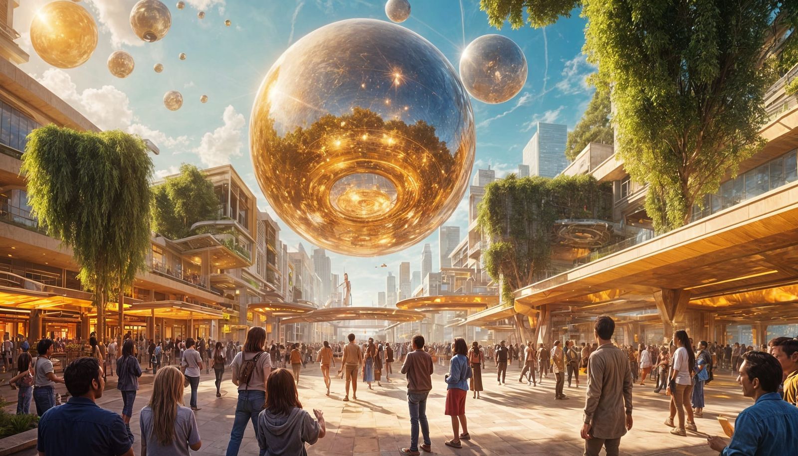 Utopian Futuristic Plaza: Harmony and Enlightenment