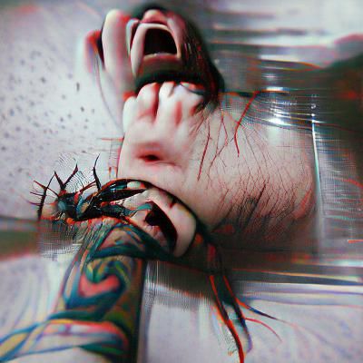 Abstract Figure Emerges from Darkness: Emotional Turmoil