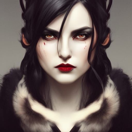 Vampire Witch Portrait in Art Nouveau Style