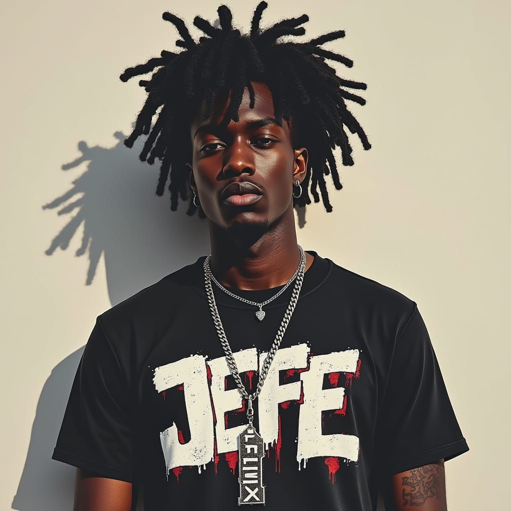 Urban Portrait of a Man with Freeform Dreadlocks and Bold St...