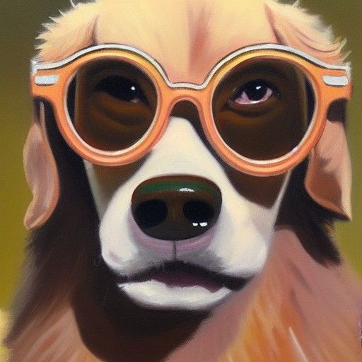 Dog with Glasses: An Oil Painting Doodle
