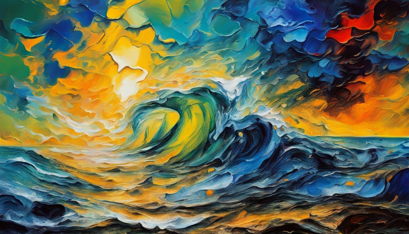 Dali-Inspired Impasto Seascape with Vibrant Colors and Drama...
