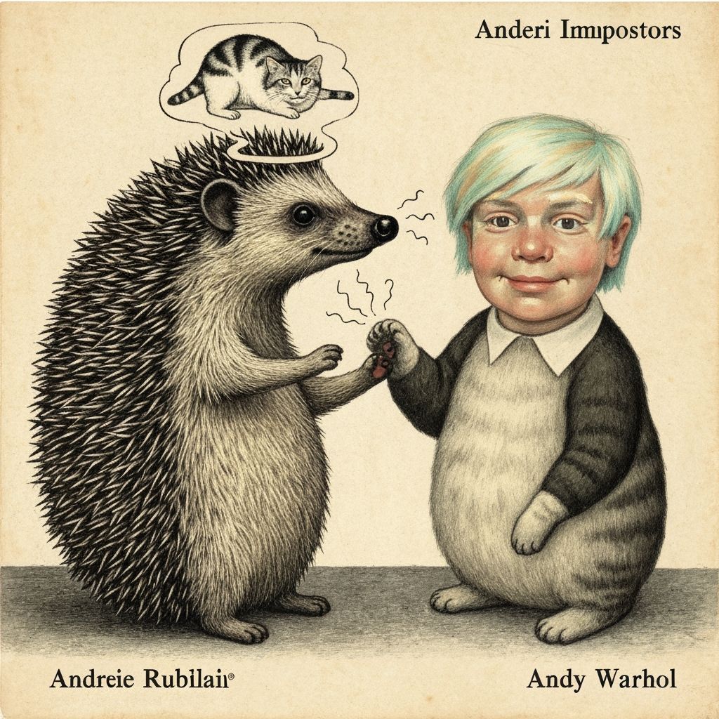 Hedgehog Imagines Being a Cat in Rublev Warhol Style