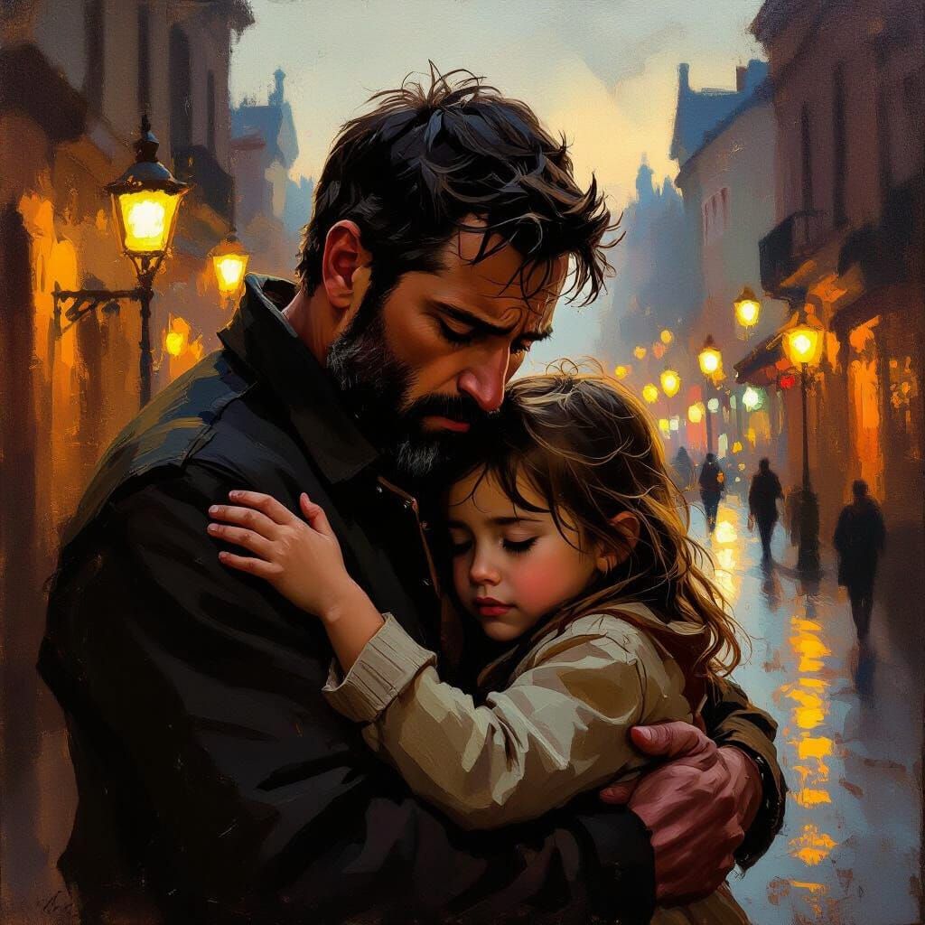 Anxious Father Reunites With Daughter In Dramatic Oil Painti...