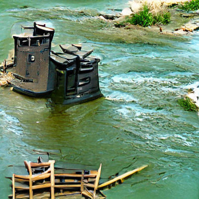 Guard Tower and Barricade on a River