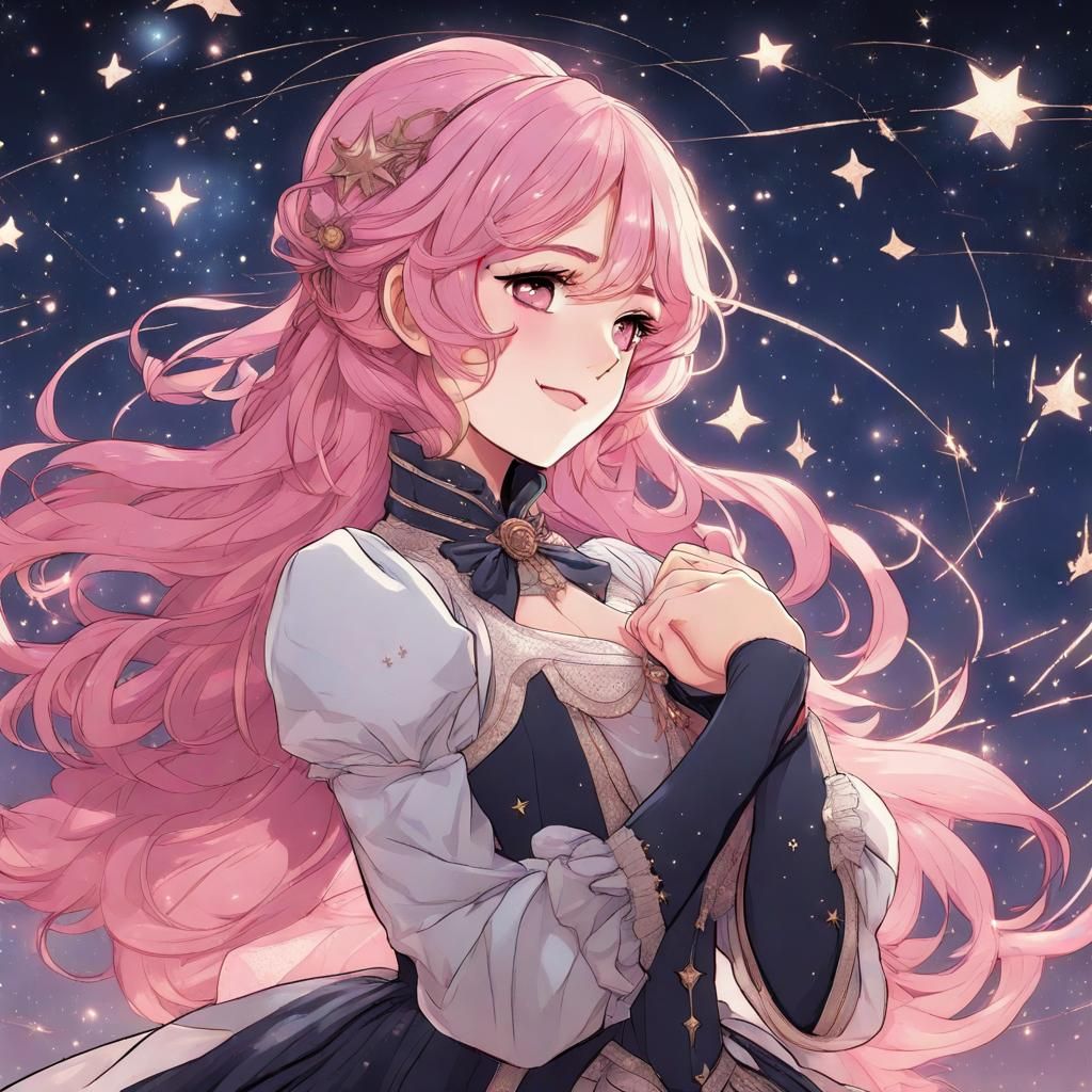 Anime Woman Offering a Hug in Starlight