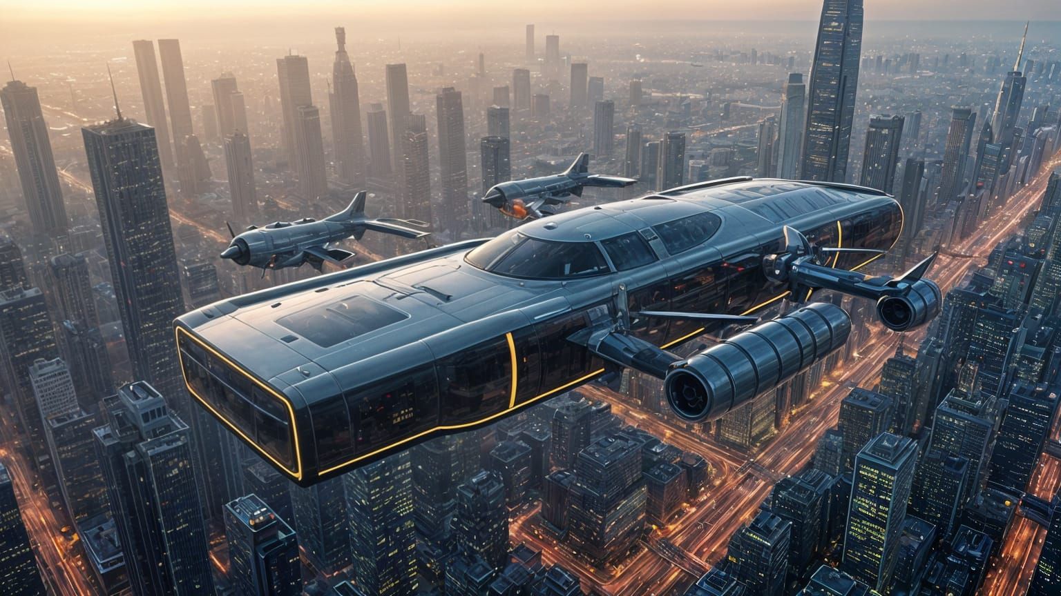 Futuristic Metropolis Airship Takes Flight