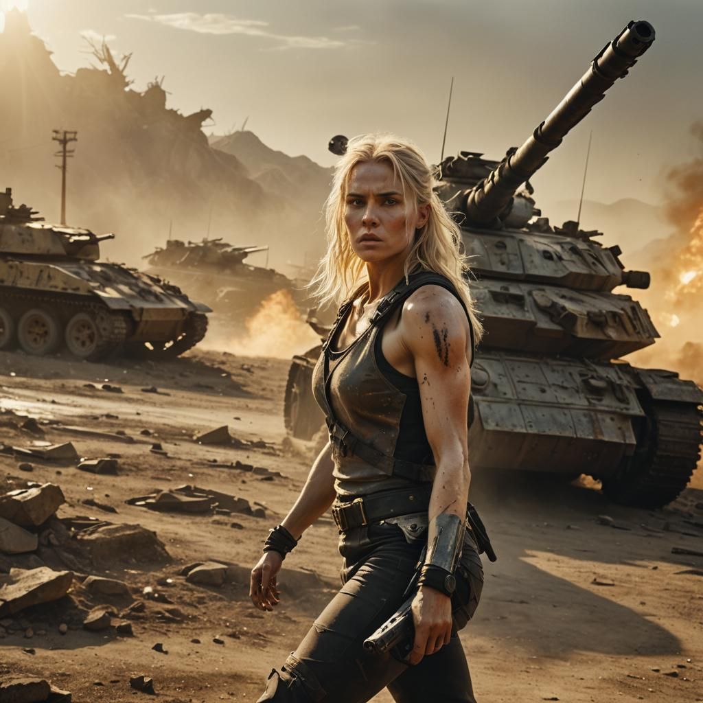 Post-Apocalyptic Warrior in Golden Light