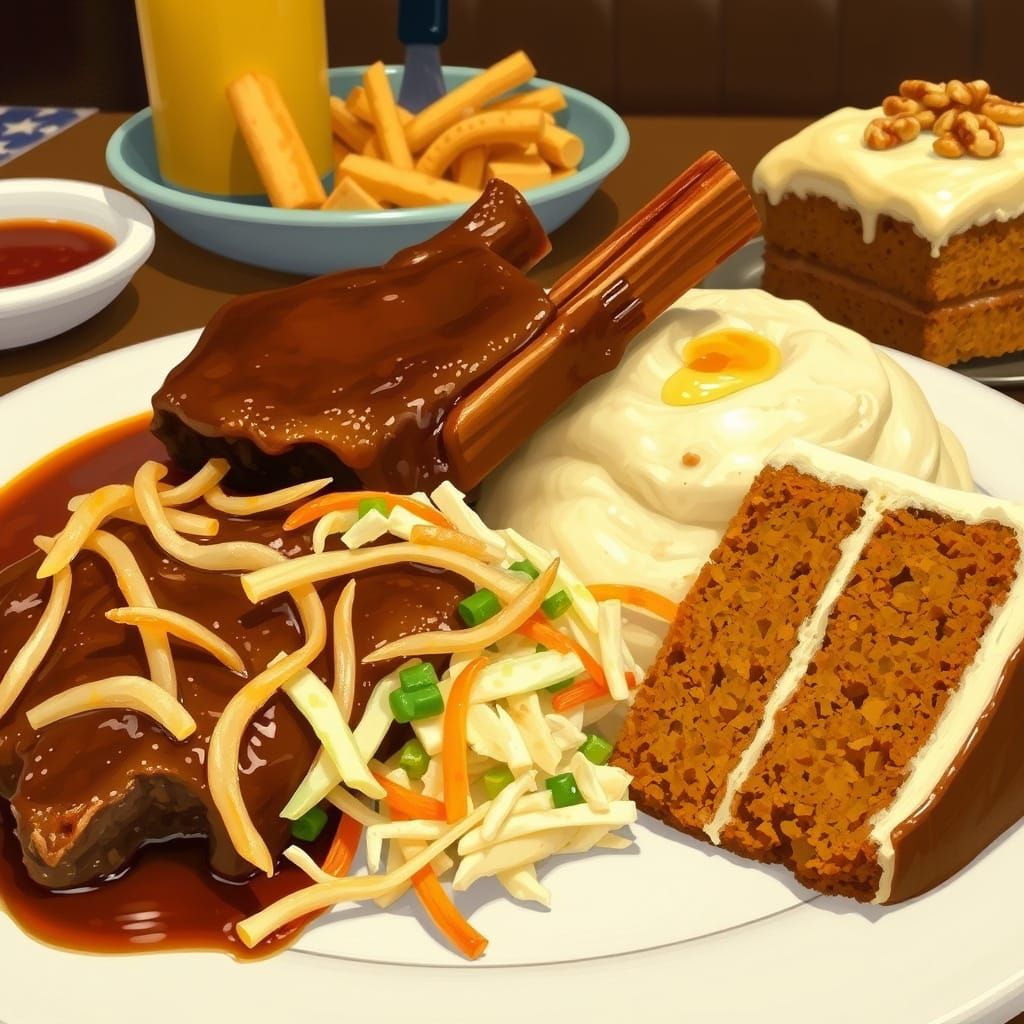 Cozy Autumn Comfort Food Spread in a Vibrant Diner Style