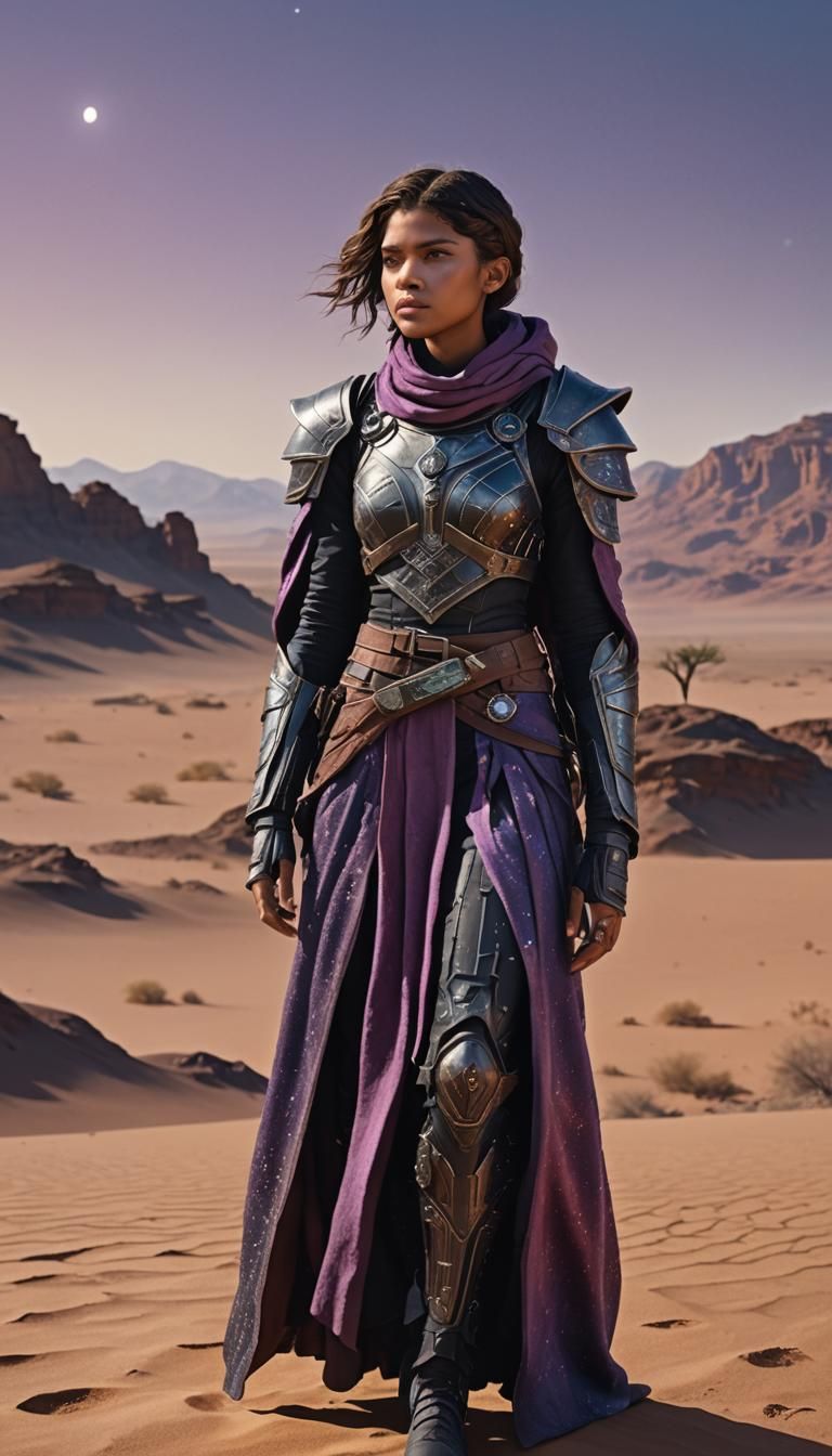 Zendaya in Armor on a Desert Planet