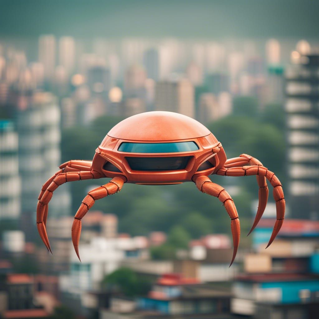 Crab-Shaped Alien Spaceship Over Indian City