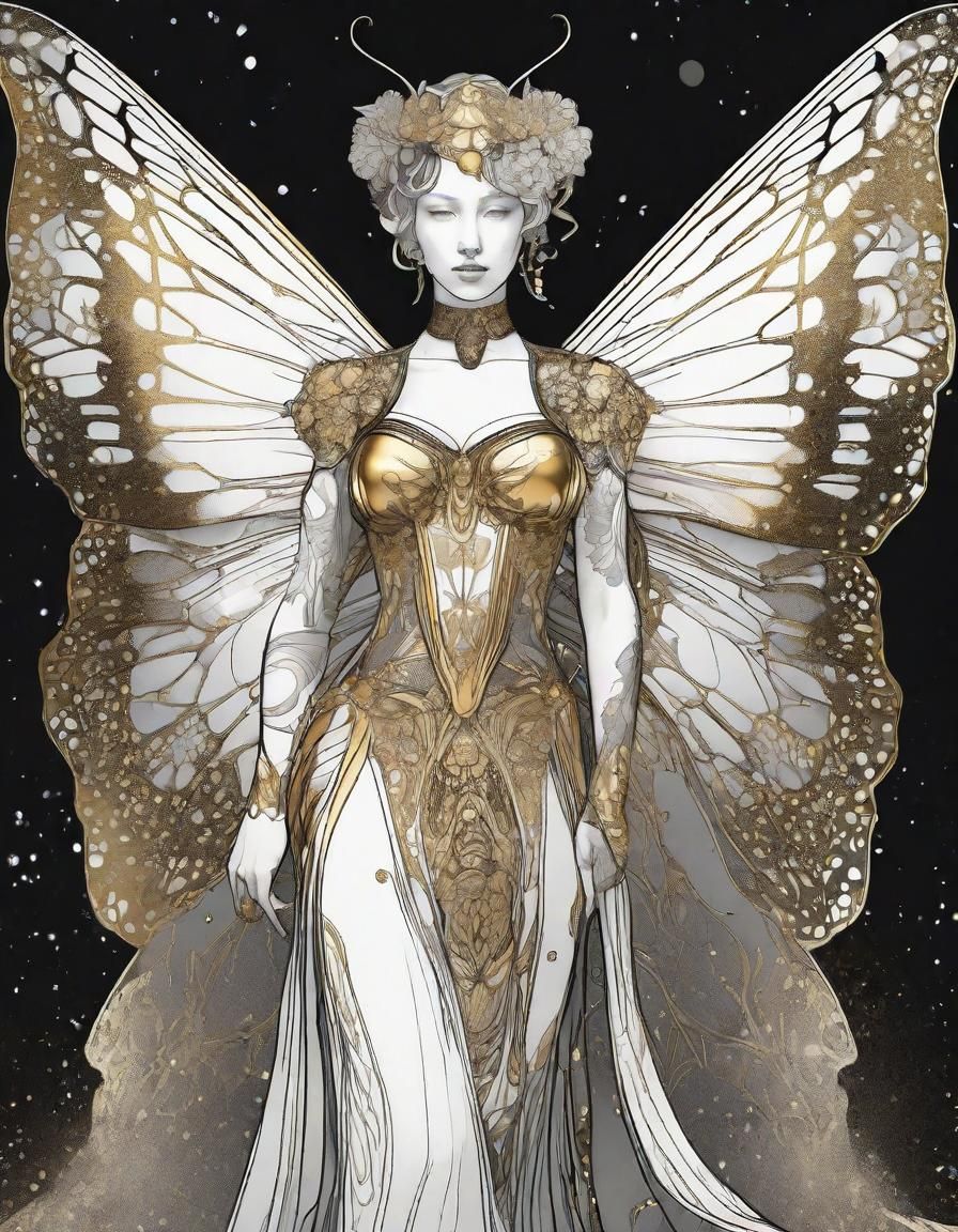 Golden Swallowtail in Art Nouveau Style