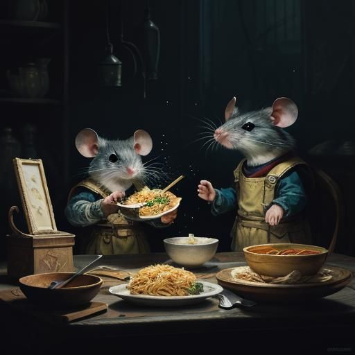 Mouse Feast: A Dark Fantasy Concept Art