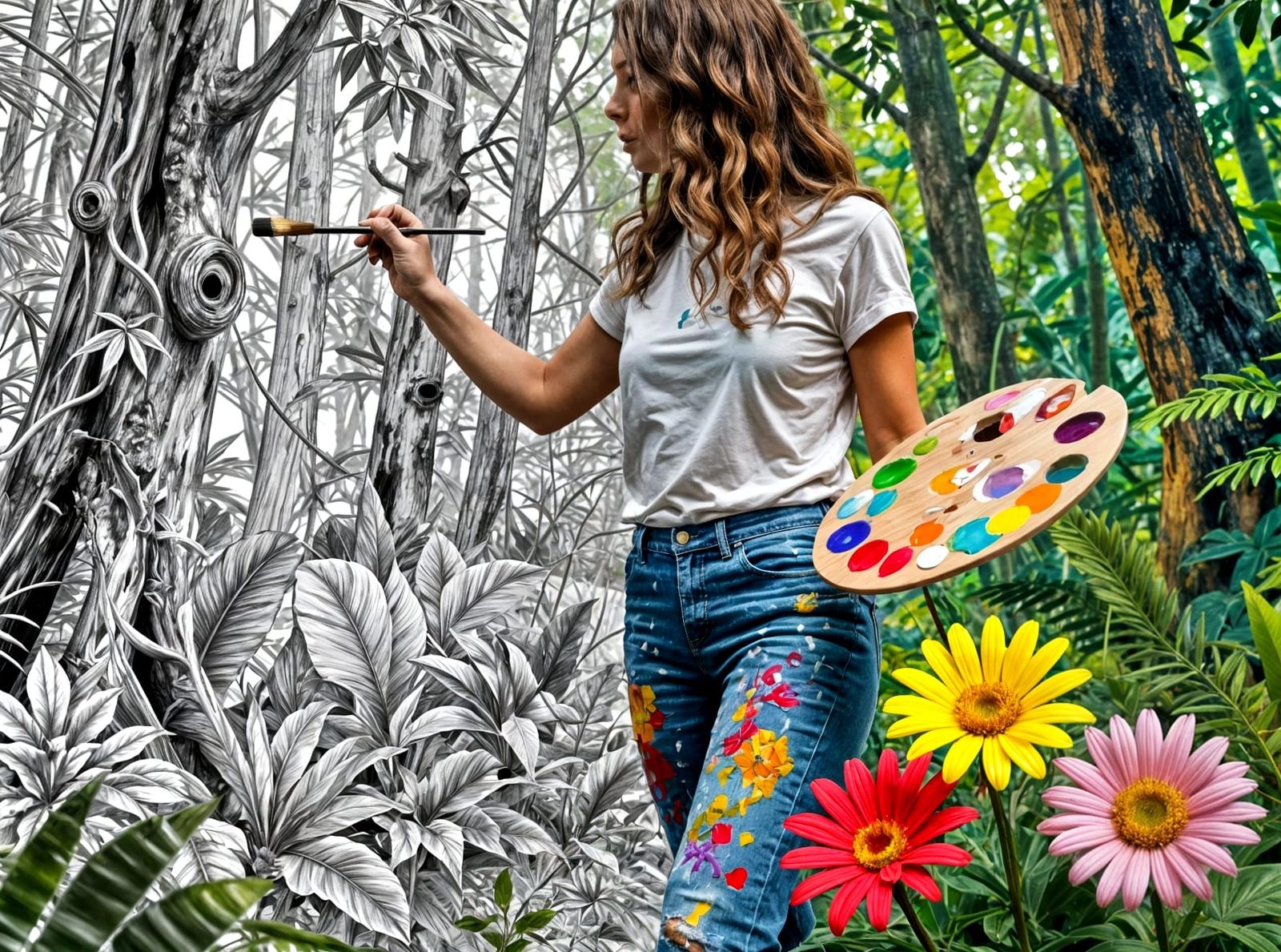 Artist Adds Color to Coloring Book Rainforest