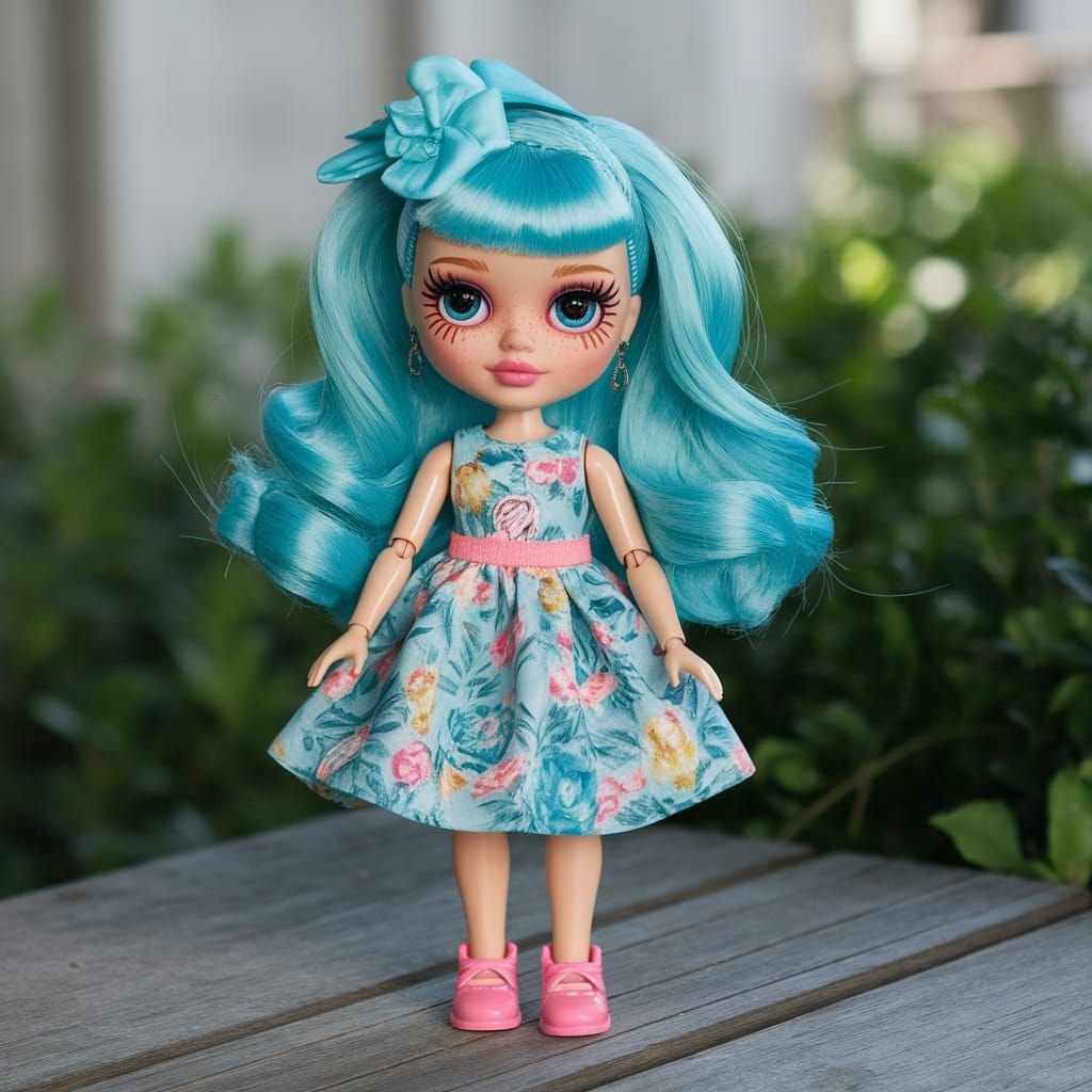 Loving Aquamarine Doll in Cartoon Style