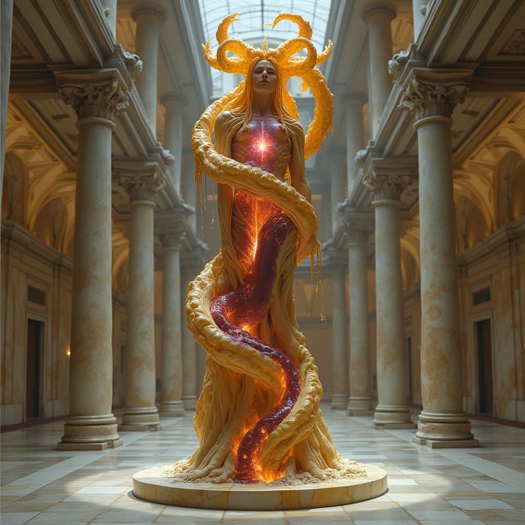 Marble Nordic Goddess with Quantum Network Body