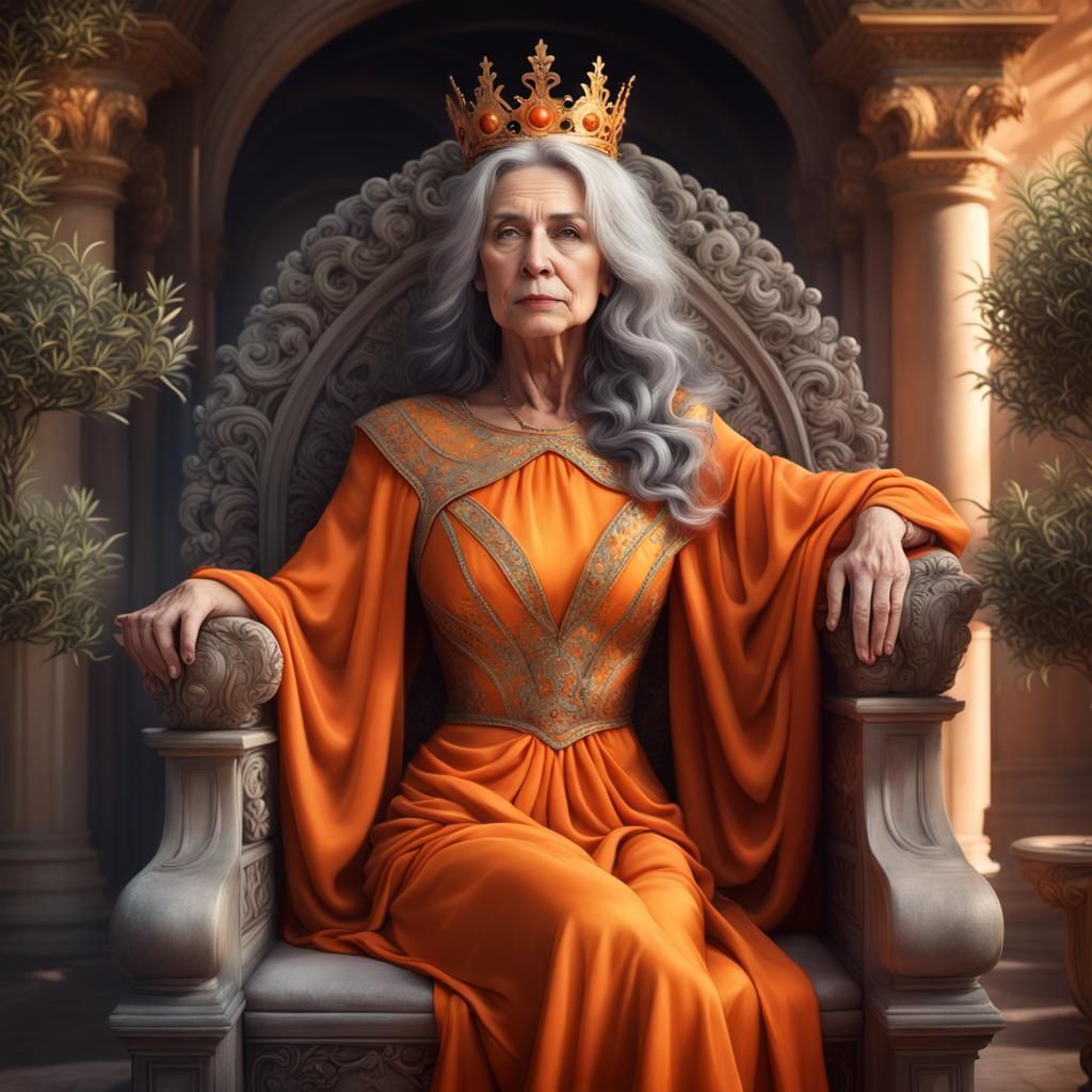 Cinematic Queen with Olive Trees Digital Painting