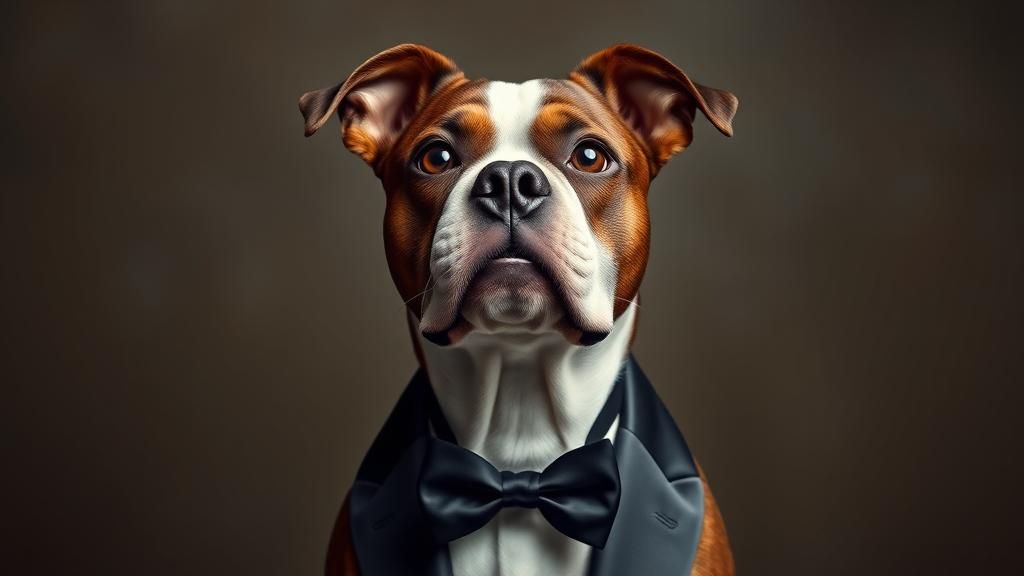 Hyperrealistic Dog Portrait in Tuxedo