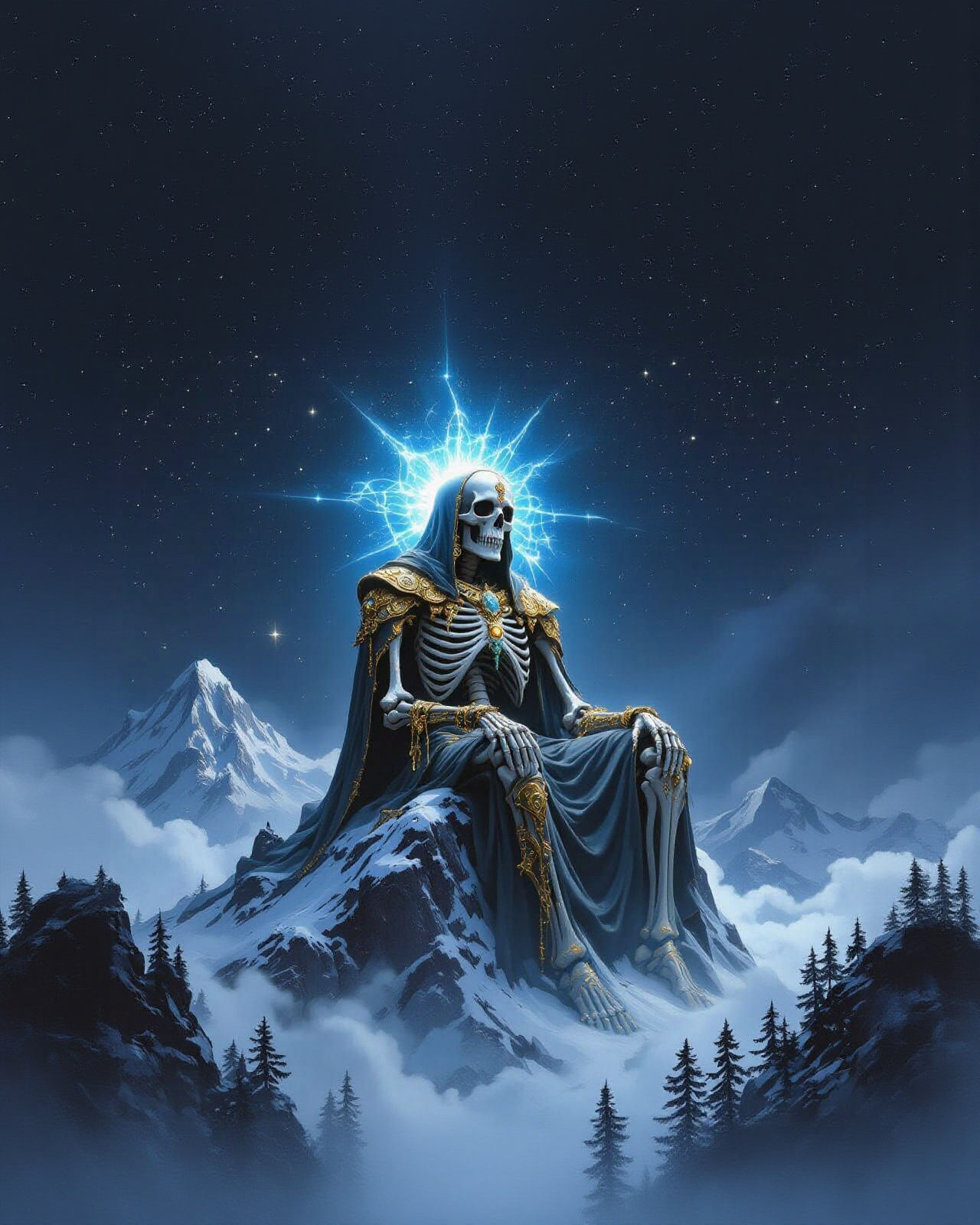 Skeleton God Overlooking Mountain Forest