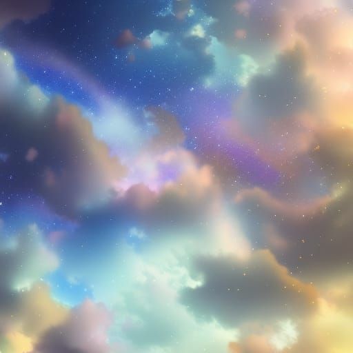 Magical Sky with Clouds, Stars and Constellations
