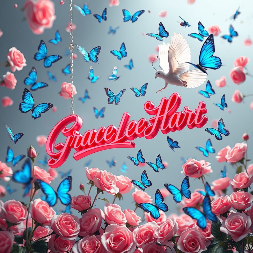 Grace Lee Hart: 3D Sign with Butterflies and Angel