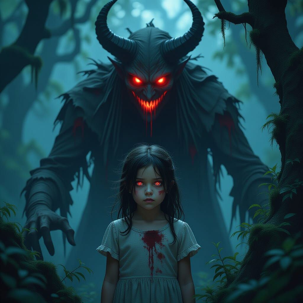 Lost Girl Confronts Terrifying Djinn in Dark Forest