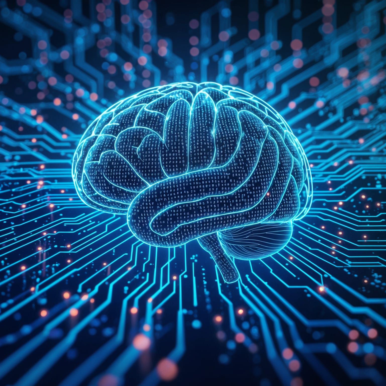 Cyberpunk Brain Illustration in Cyberspace