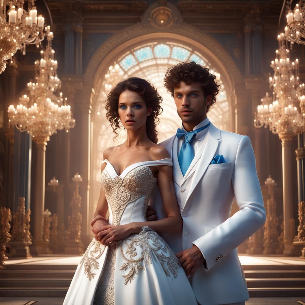 Elegant Couple in Formal Wear: Fantasy Concept Art