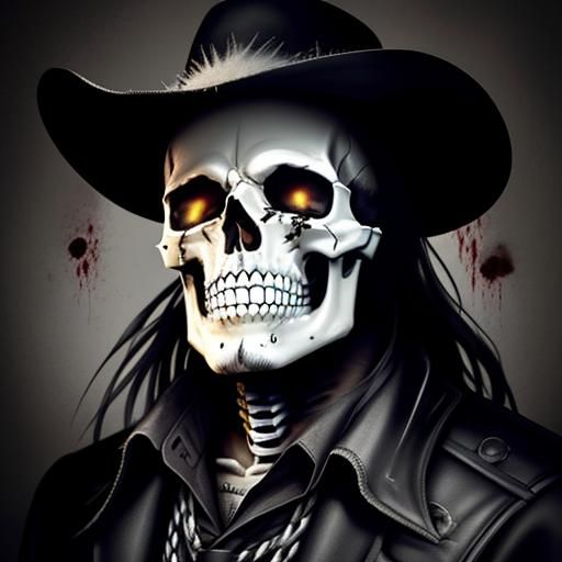 Photorealistic Skeleton Cowboy Portrait