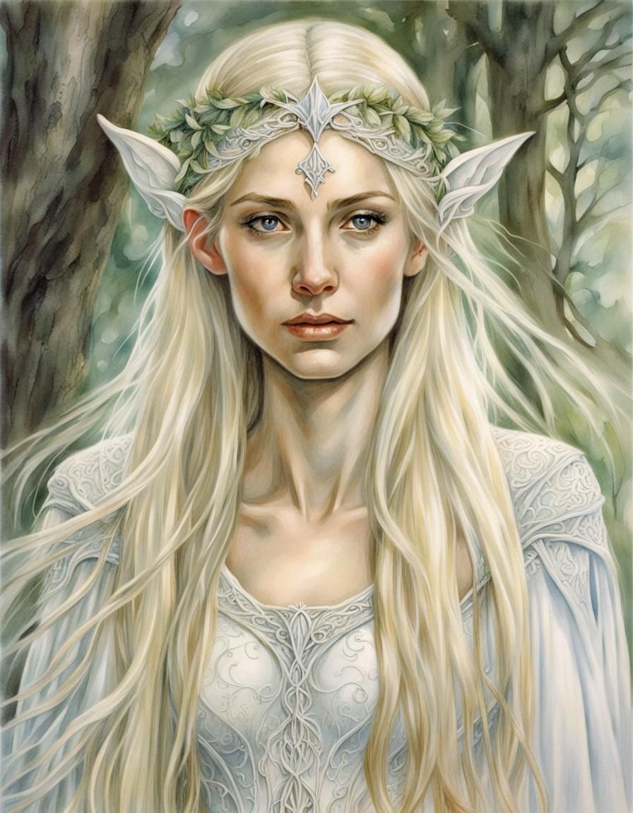 Beautiful Elf Portrait in Woodland Style