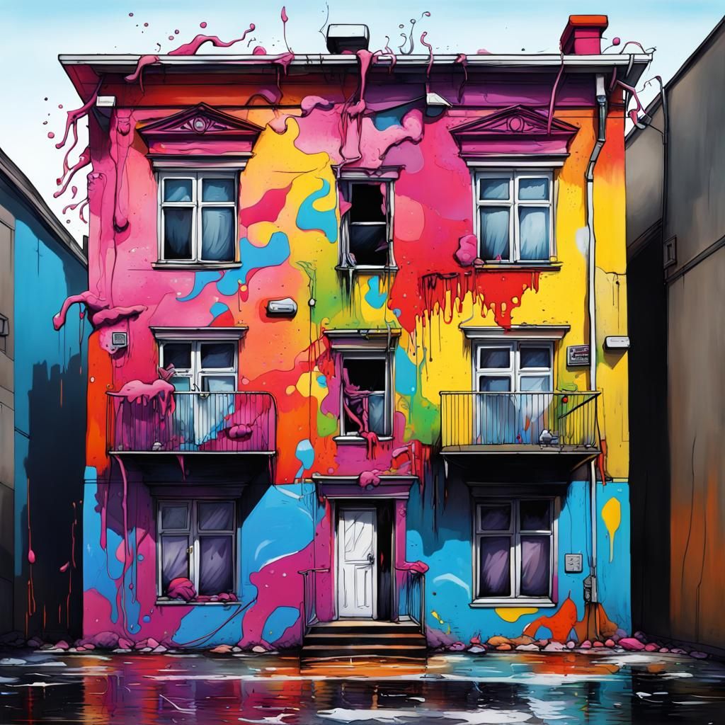 Melting House: Graffiti and Splash Art Fusion