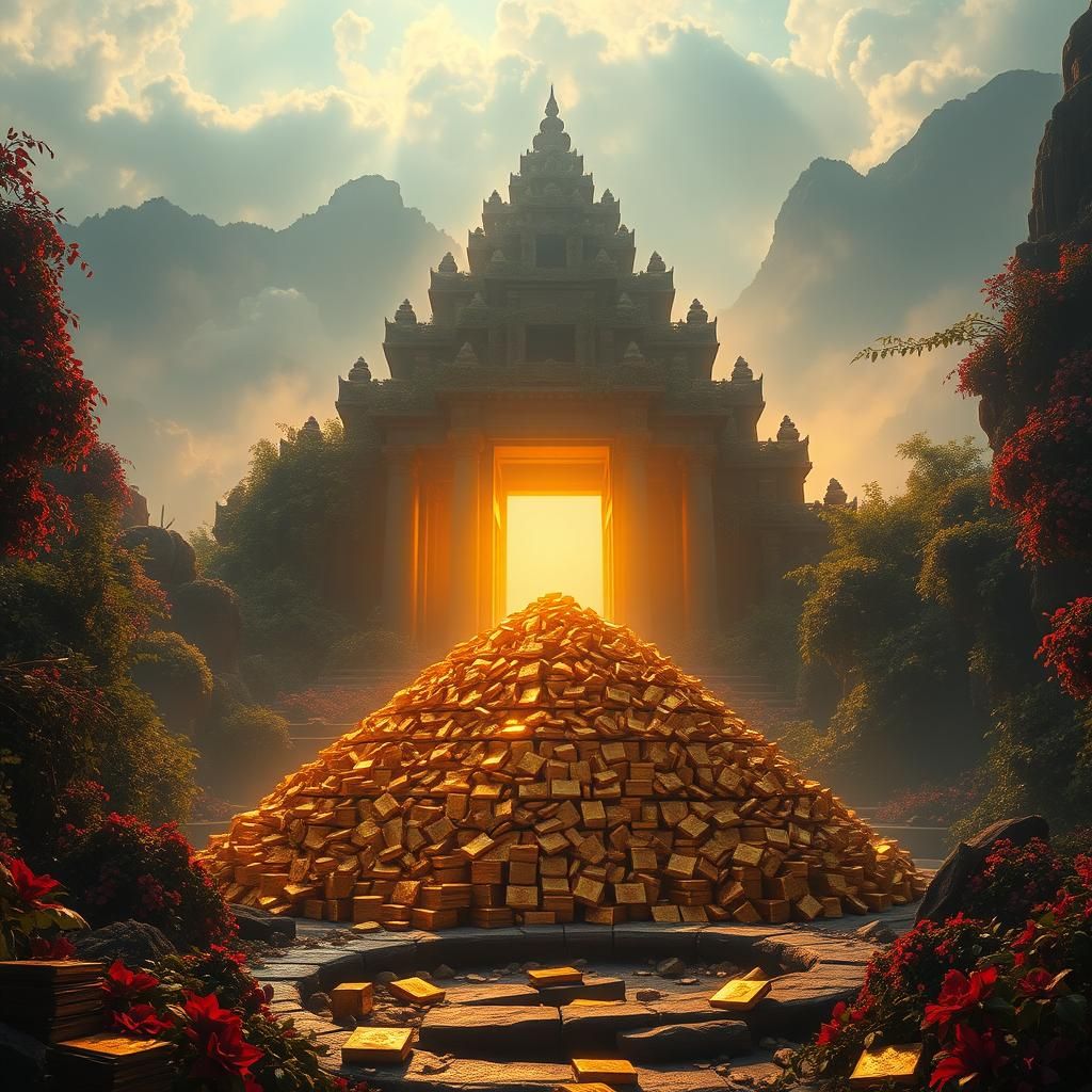 Majestic Gold Heap in Ancient Temple Ruins