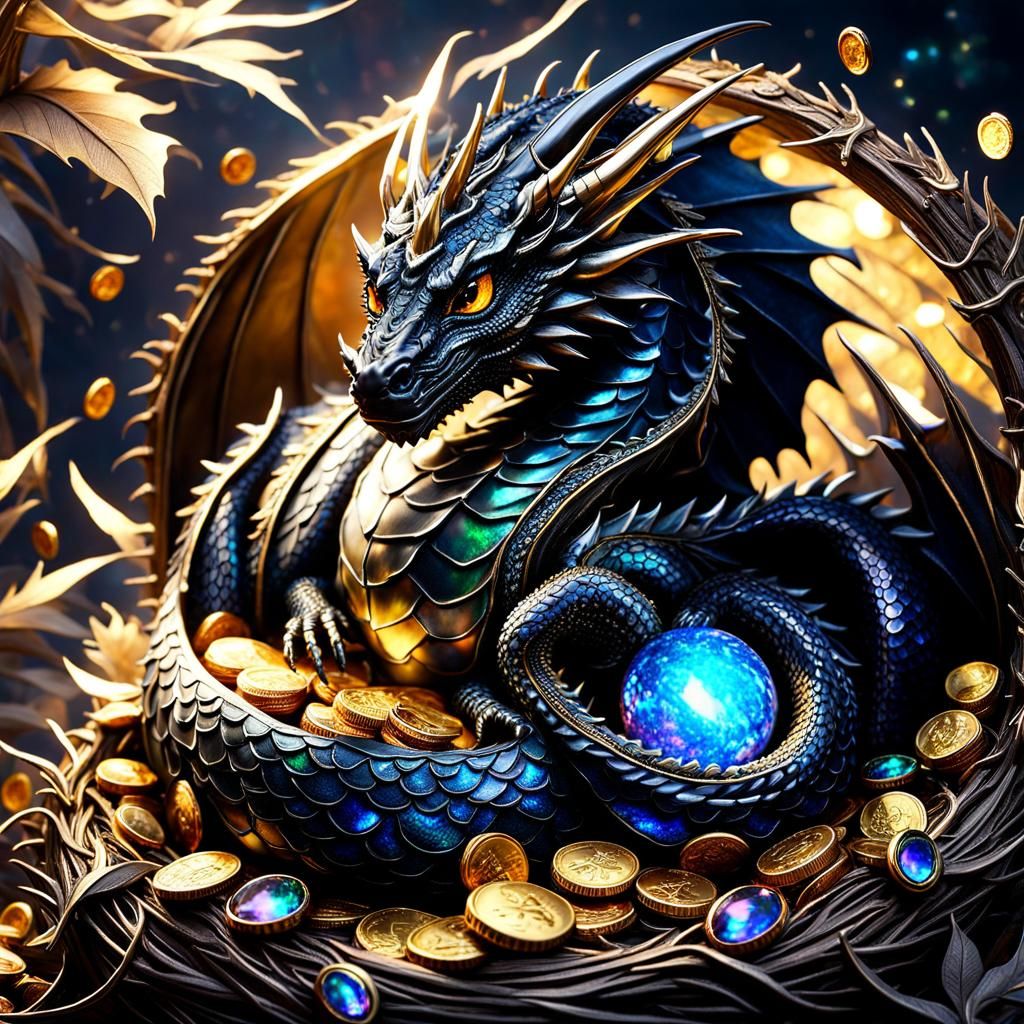 Baby Black-Opal Dragons, first treasure Hoard.