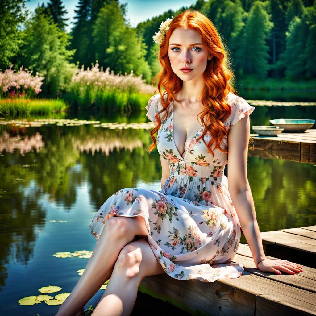 ginger girl in flower summer dress