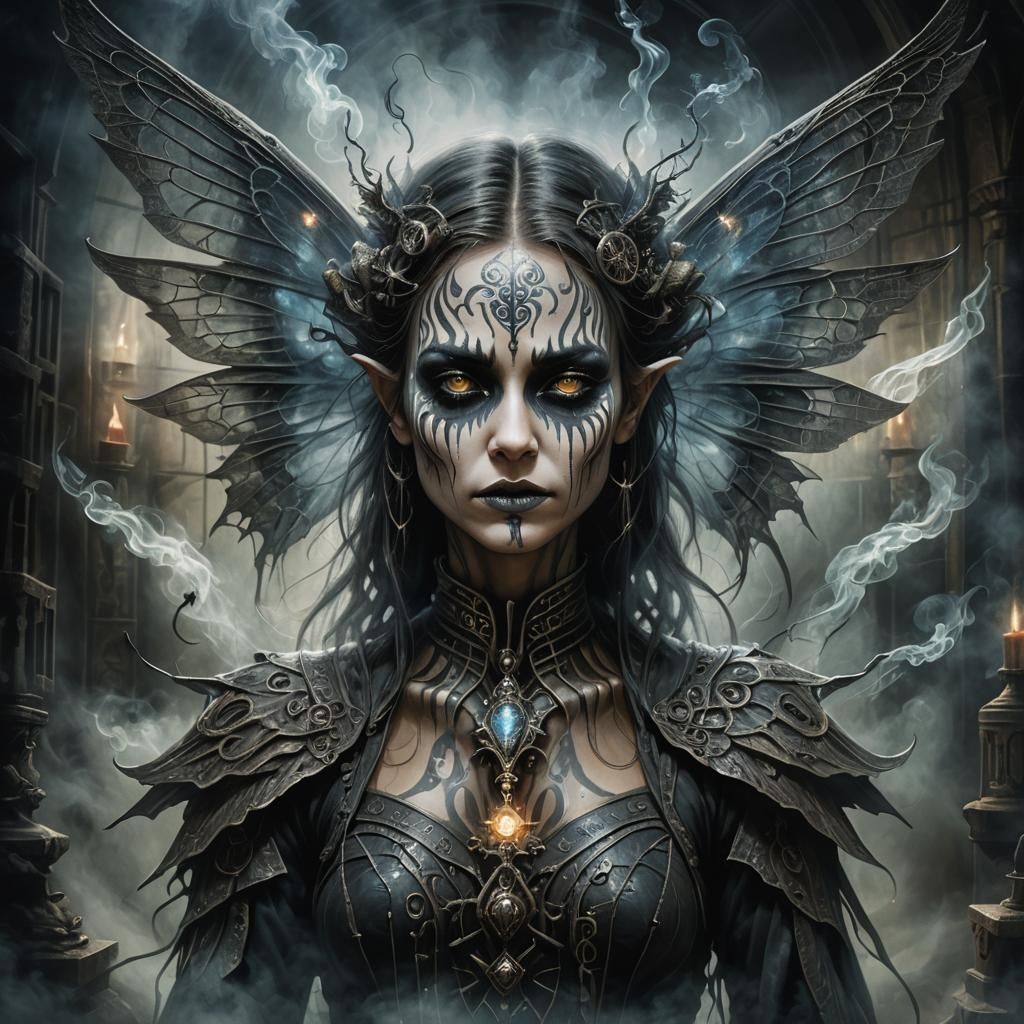 Faerie Seer Portrait in Gothic Dark Art Style