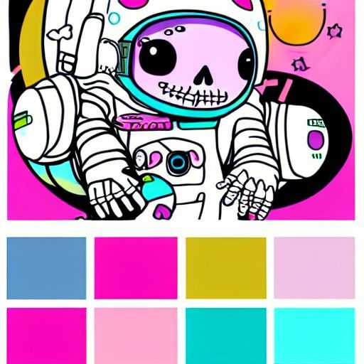 Kawaii Pastel Skeleton Astronaut in Anime Style