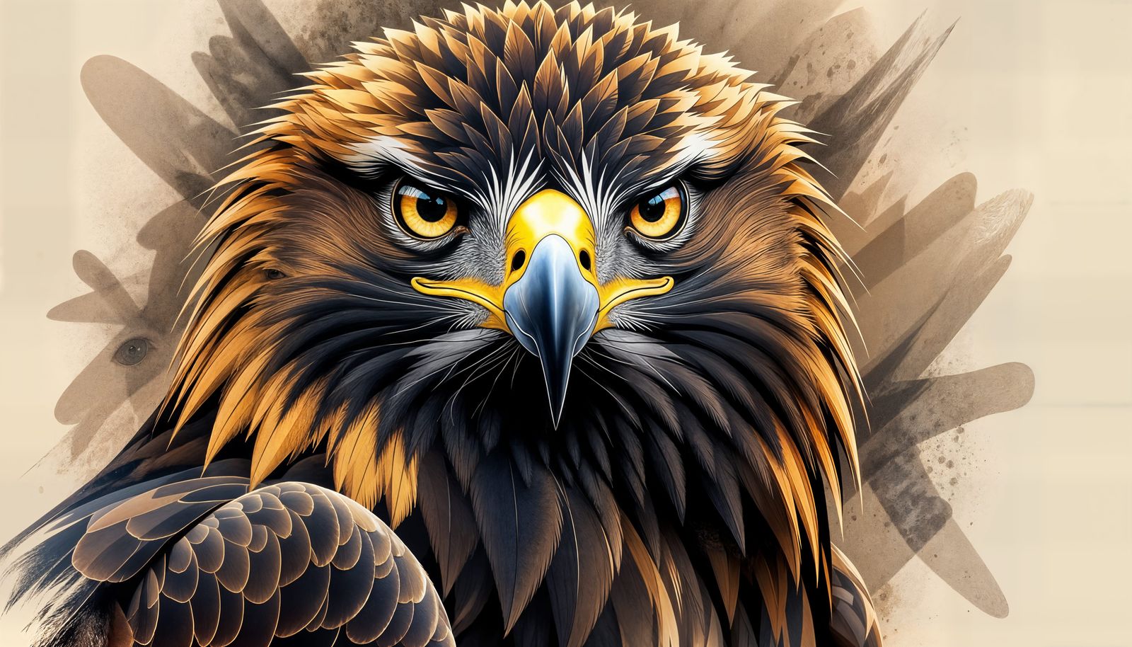 Realistic Spanish Imperial Eagle in Blackwork Style