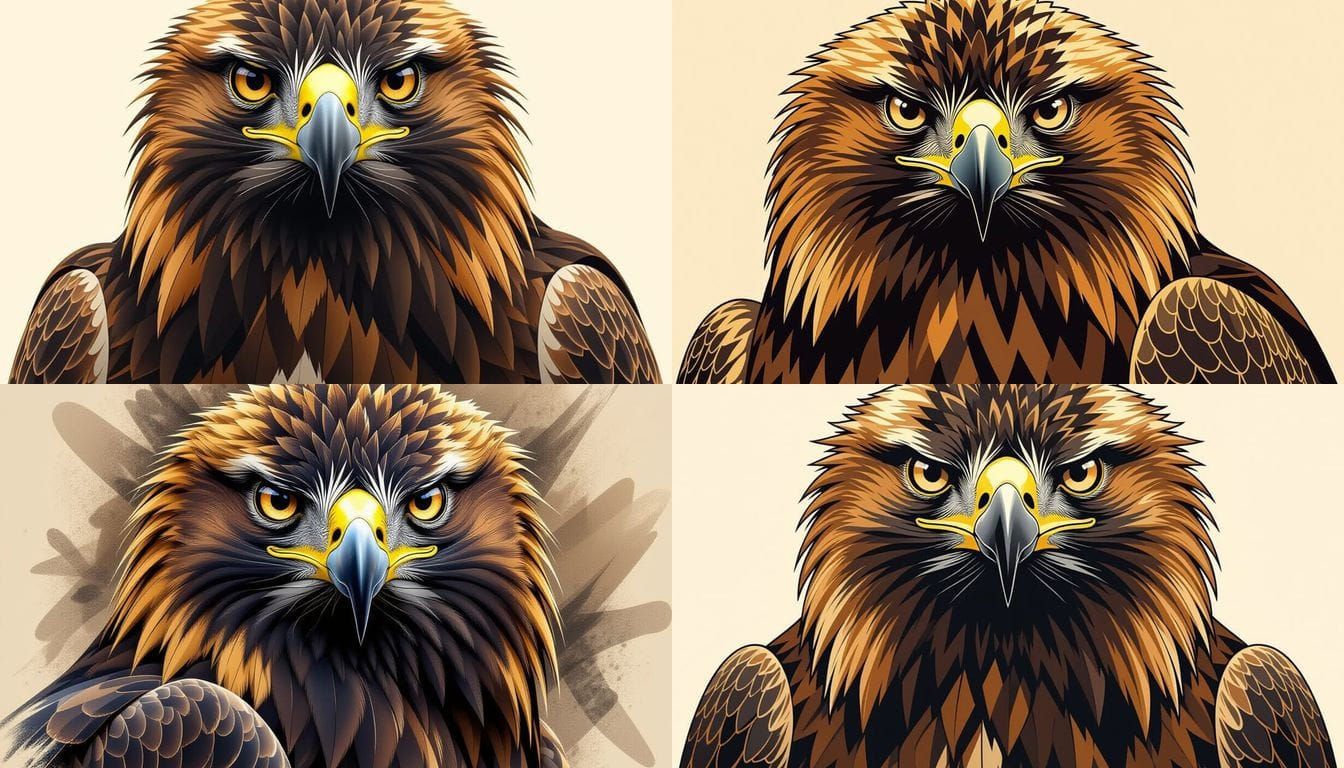 Realistic Spanish Imperial Eagle Portrait in Blackwork Style