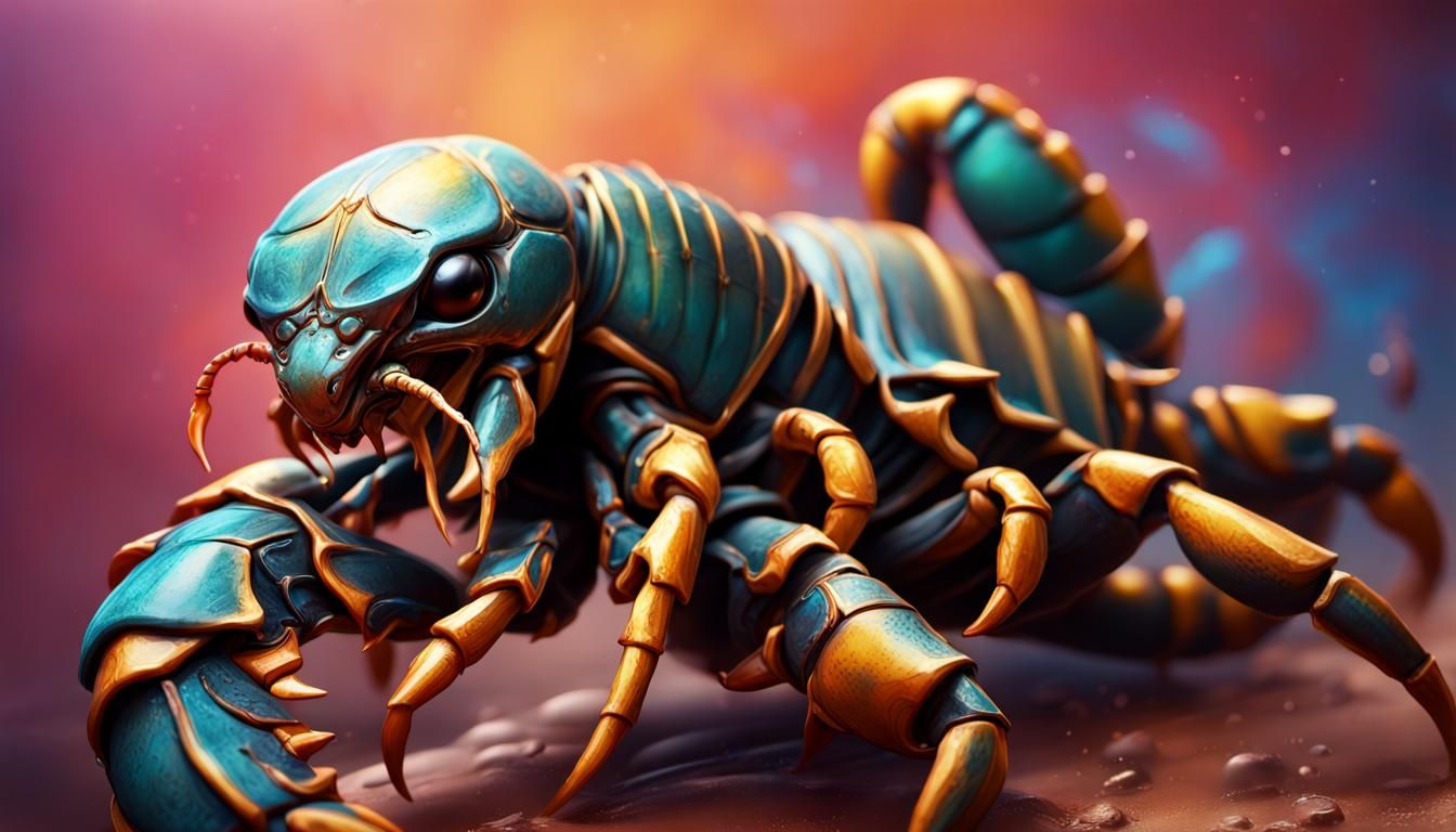 Hyperrealistic Scorpion Splash Art