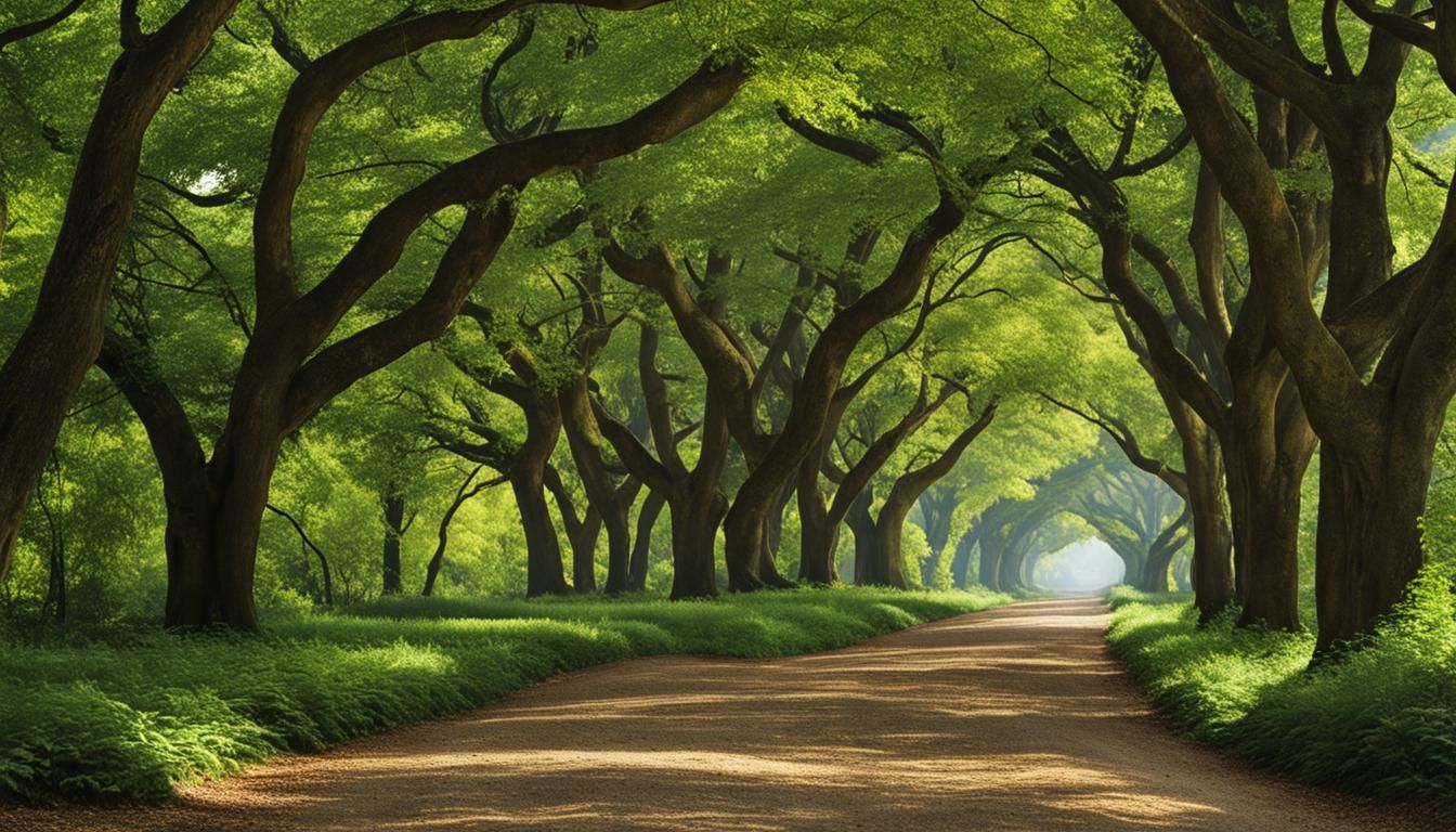 A serene and well-maintained path that stretches endlessly i...