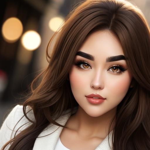 Young Woman, thick eyebrows, light brown hair, chubby, plump...