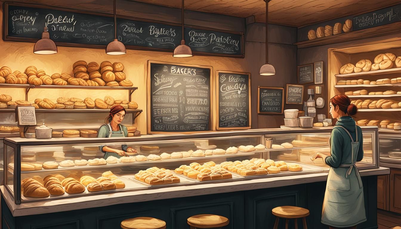 Cozy Bakery Scene in Digital Matte Painting Style
