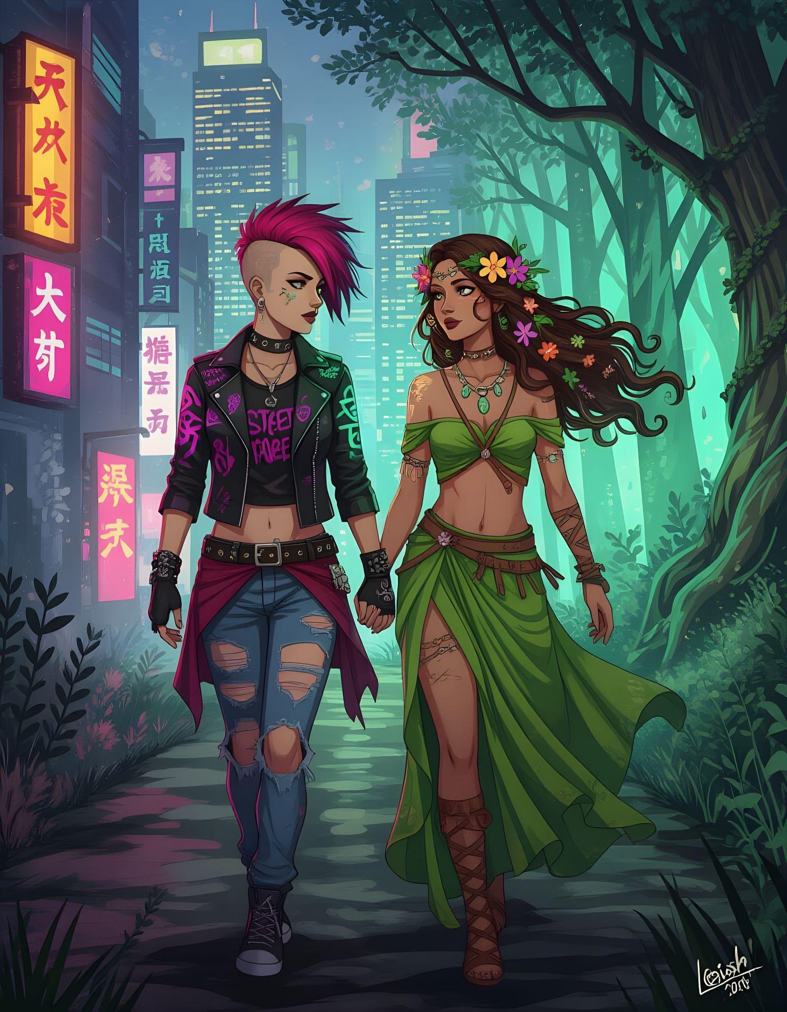 Punk Rebel & Nature Spirit in Surreal Worlds