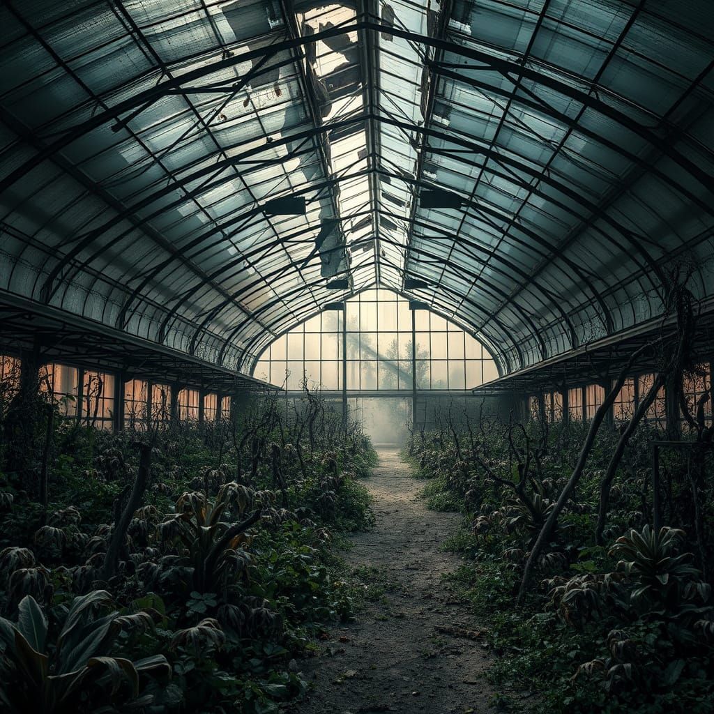 Abandoned Greenhouse in Industrial Decay